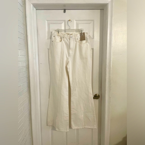 Madewell Denim - Madewell jeans high rise Ivory baggy flare wide legs Sz 30